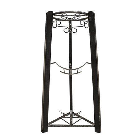 KD GABINETES 35 in. Design 3 Step Floor Metal Wood Stand, Black KD2582920